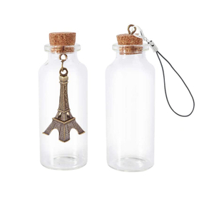 21993 2017 new customized clear glass bottle with cork stopper