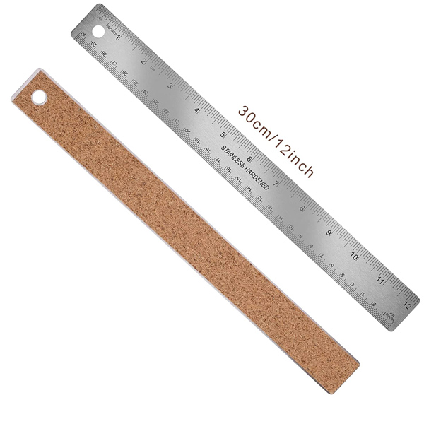 21471 Stainless Steel Metal Ruler with Cork Backing