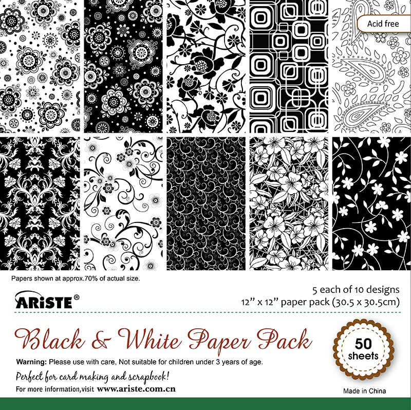 12 X 12 Paper Pad - black & white flower