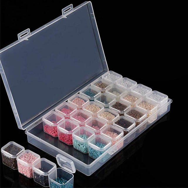 29591 28 Grids Plastic Storage Containers Adjustable Bead Case
