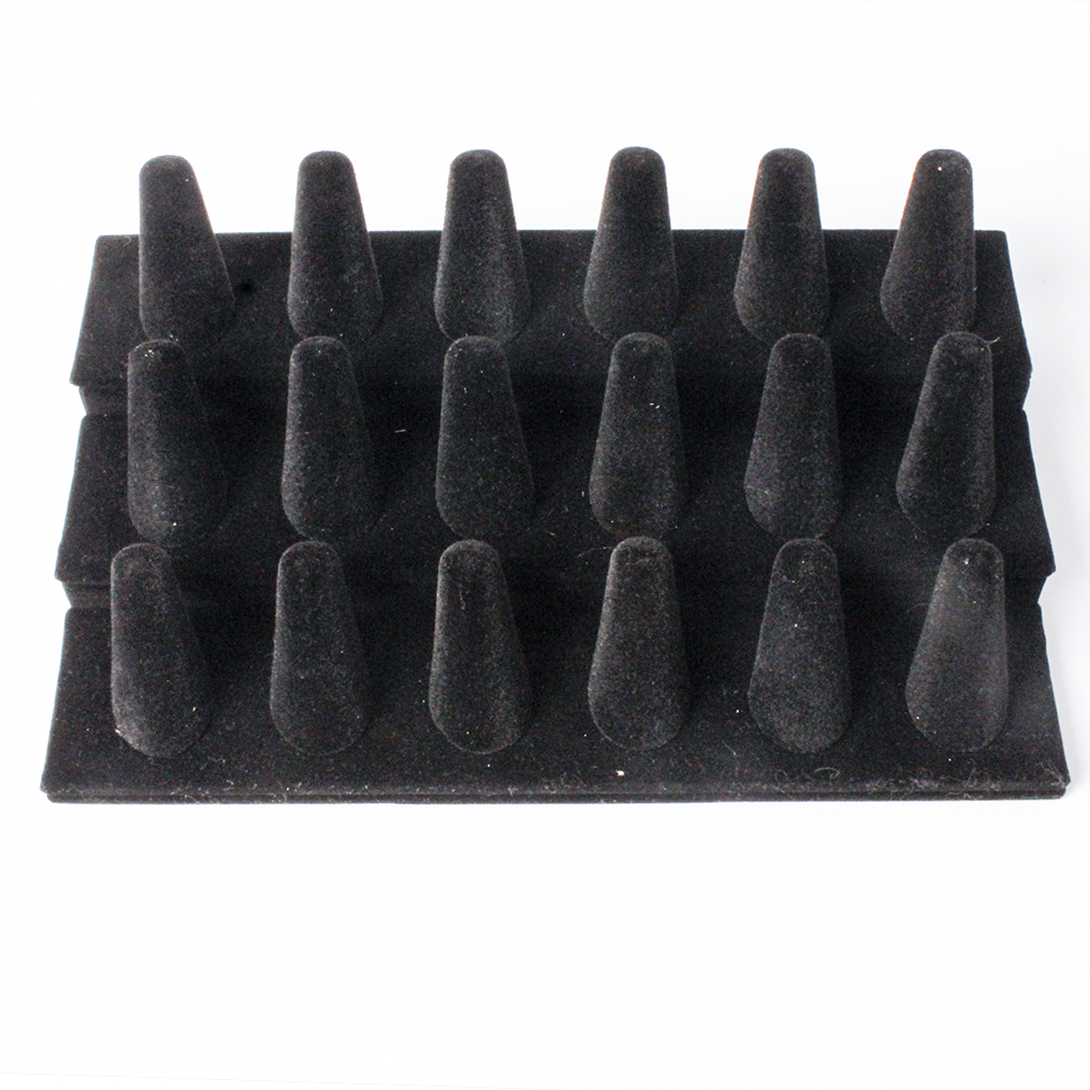 67703 Creative black velvet 18 finger ring display rack 