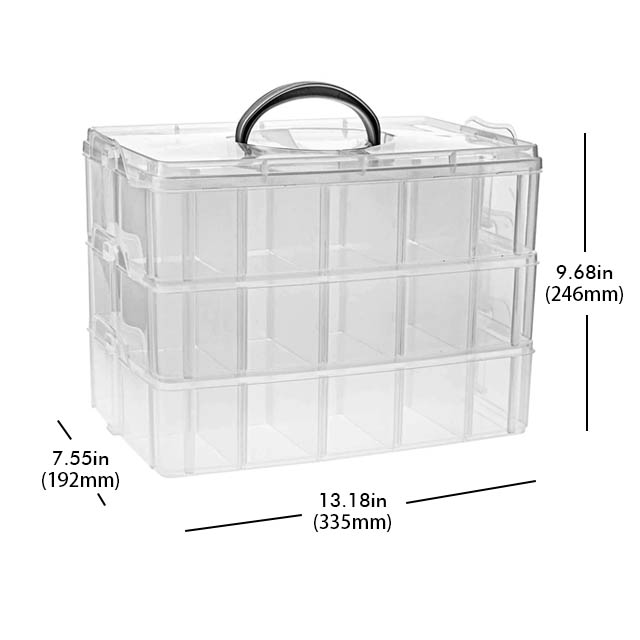 21876 3-Tier Stackable Storage Box Organizer with 30 Adjustable Compartments